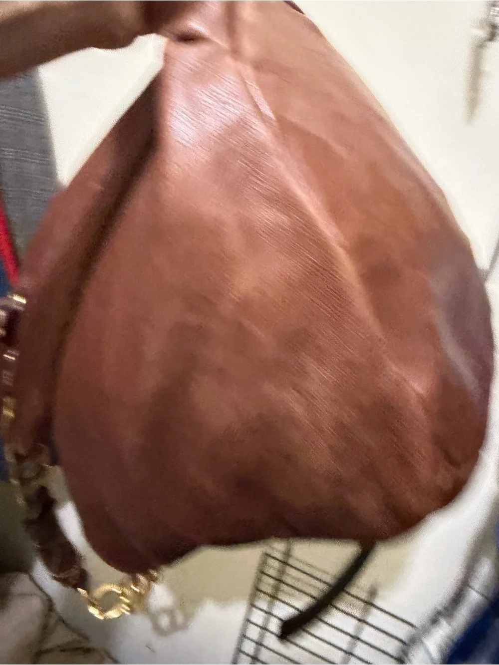 VTG Juicy Couture Brown Leather Hobo Bag Quilted Pocket Pouch Charm Y2K Slouchy